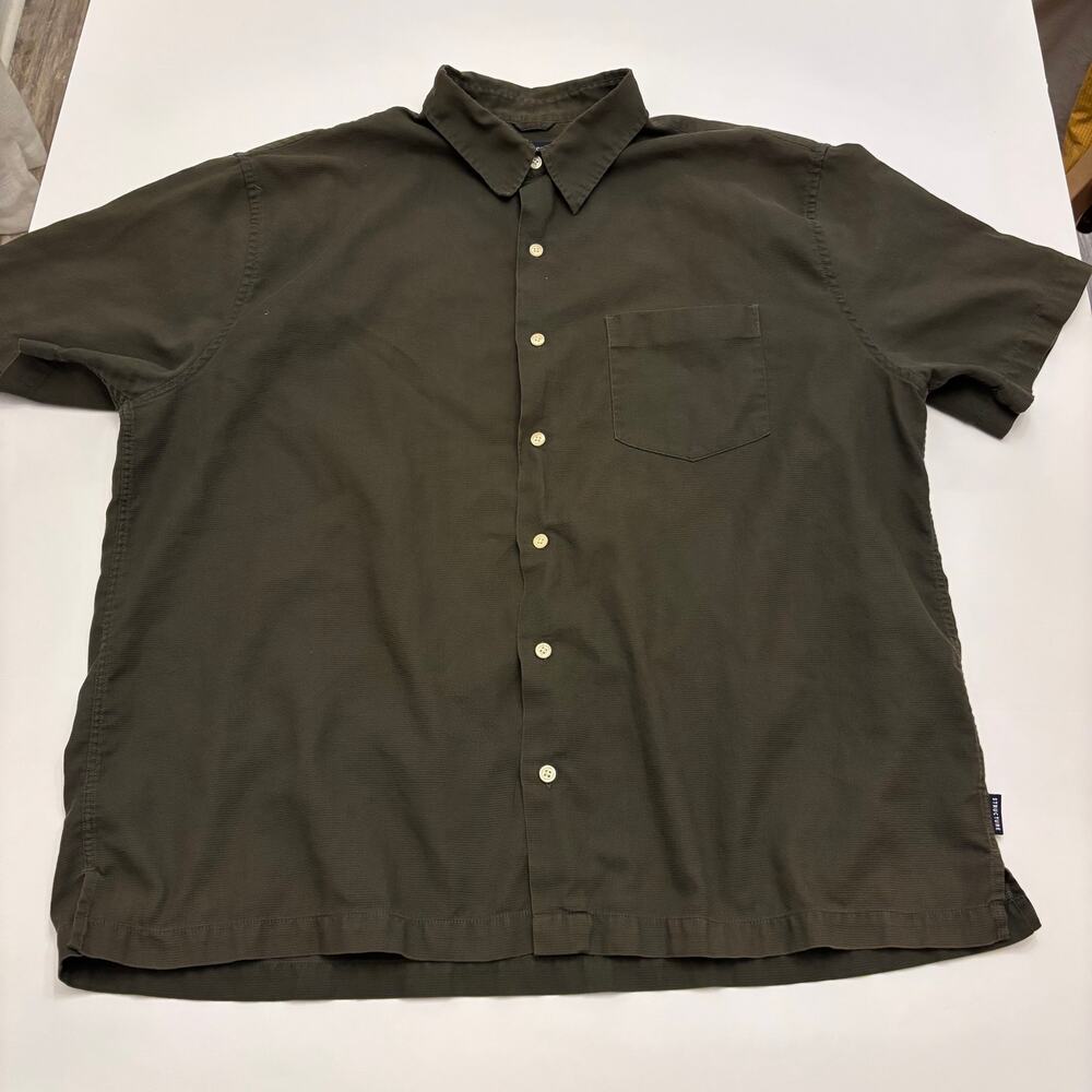 Vintage Structure Men's XXL Olive Green Cotton Short Sleeve Button Up Shirt